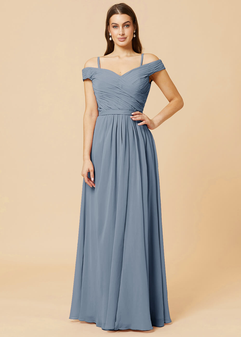 Off the Shoulder A-line Chiffon Bridesmaid Dress