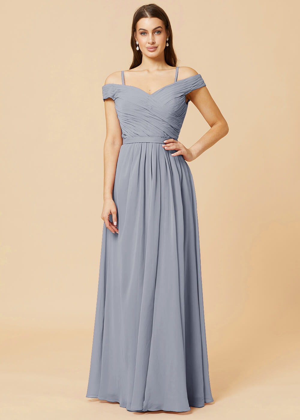 Off the Shoulder A-line Chiffon Bridesmaid Dress