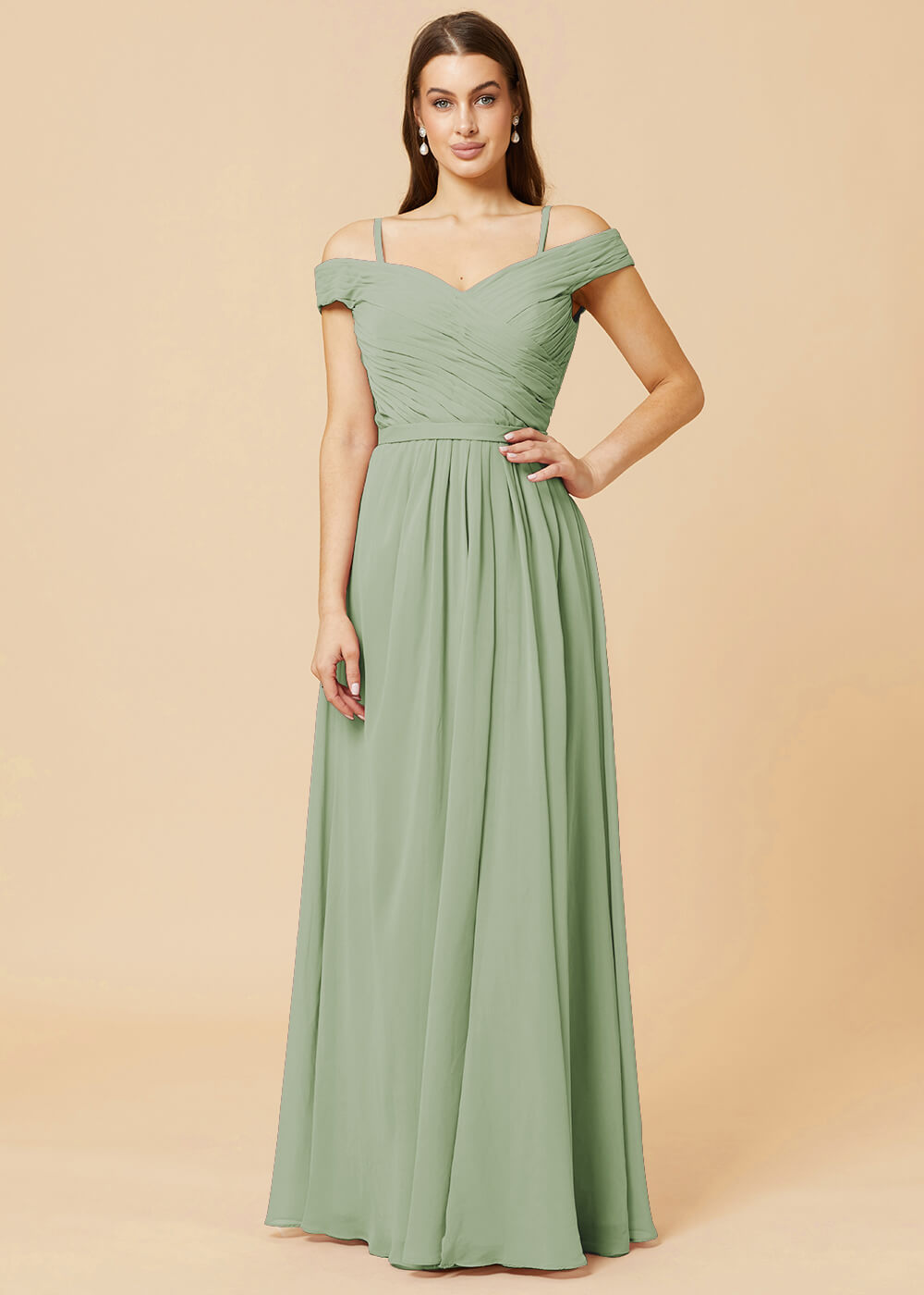 Off the Shoulder A-line Chiffon Bridesmaid Dress