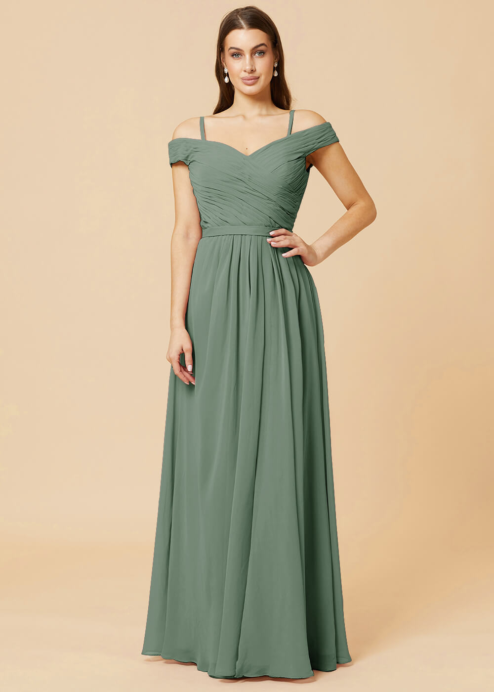 Off the Shoulder A-line Chiffon Bridesmaid Dress