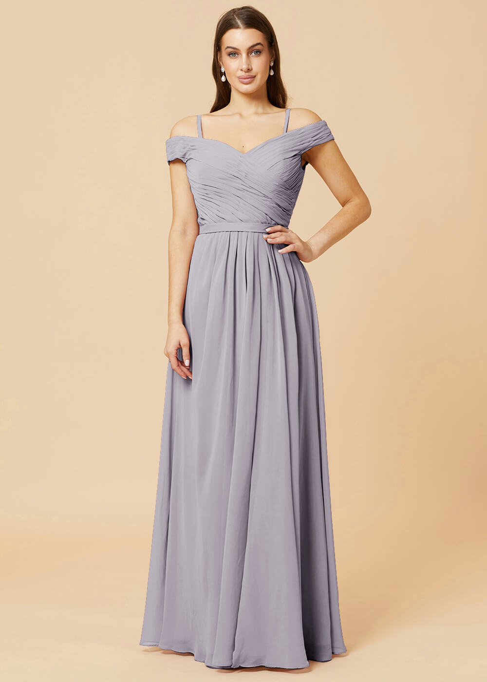 Off the Shoulder A-line Chiffon Bridesmaid Dress