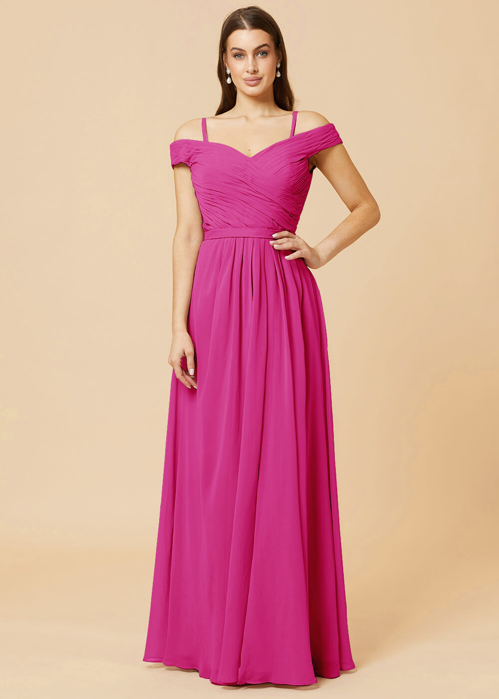 Off the Shoulder A-line Chiffon Bridesmaid Dress