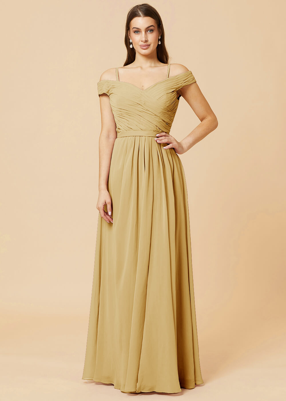 Off the Shoulder A-line Chiffon Bridesmaid Dress
