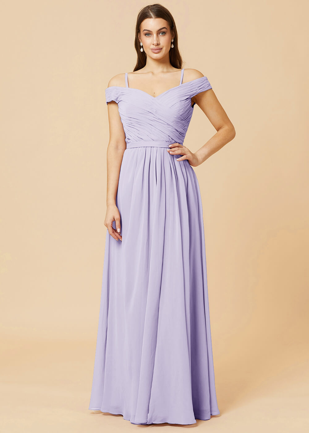 Off the Shoulder A-line Chiffon Bridesmaid Dress
