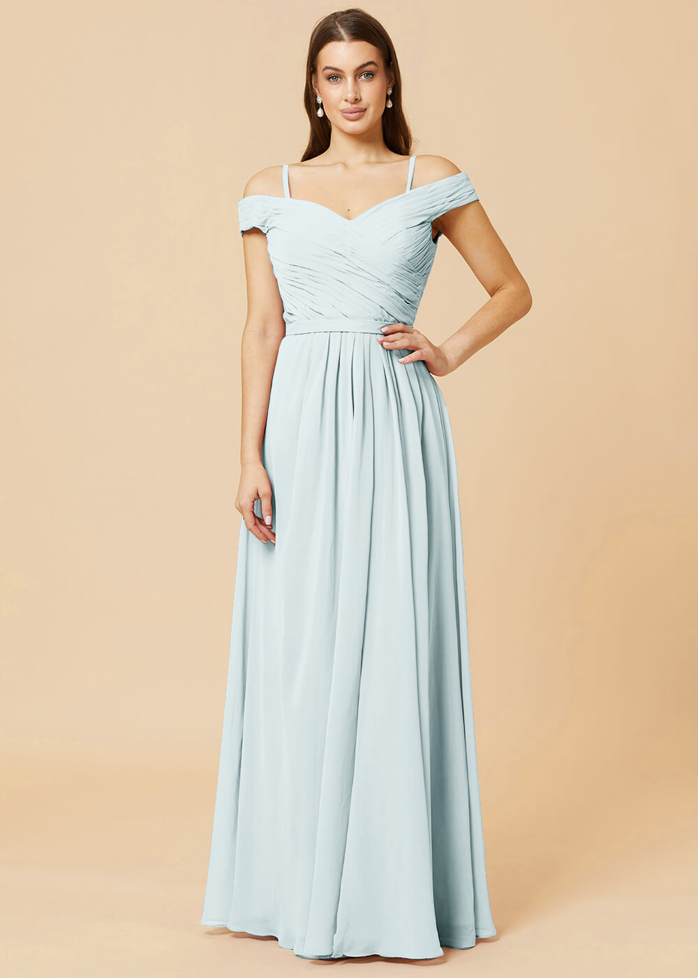 Off the Shoulder A-line Chiffon Bridesmaid Dress