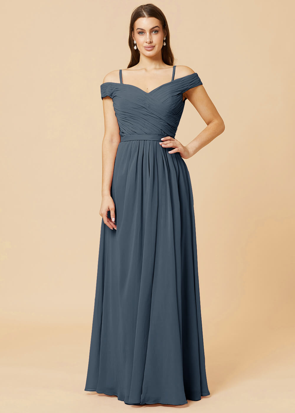 Off the Shoulder A-line Chiffon Bridesmaid Dress
