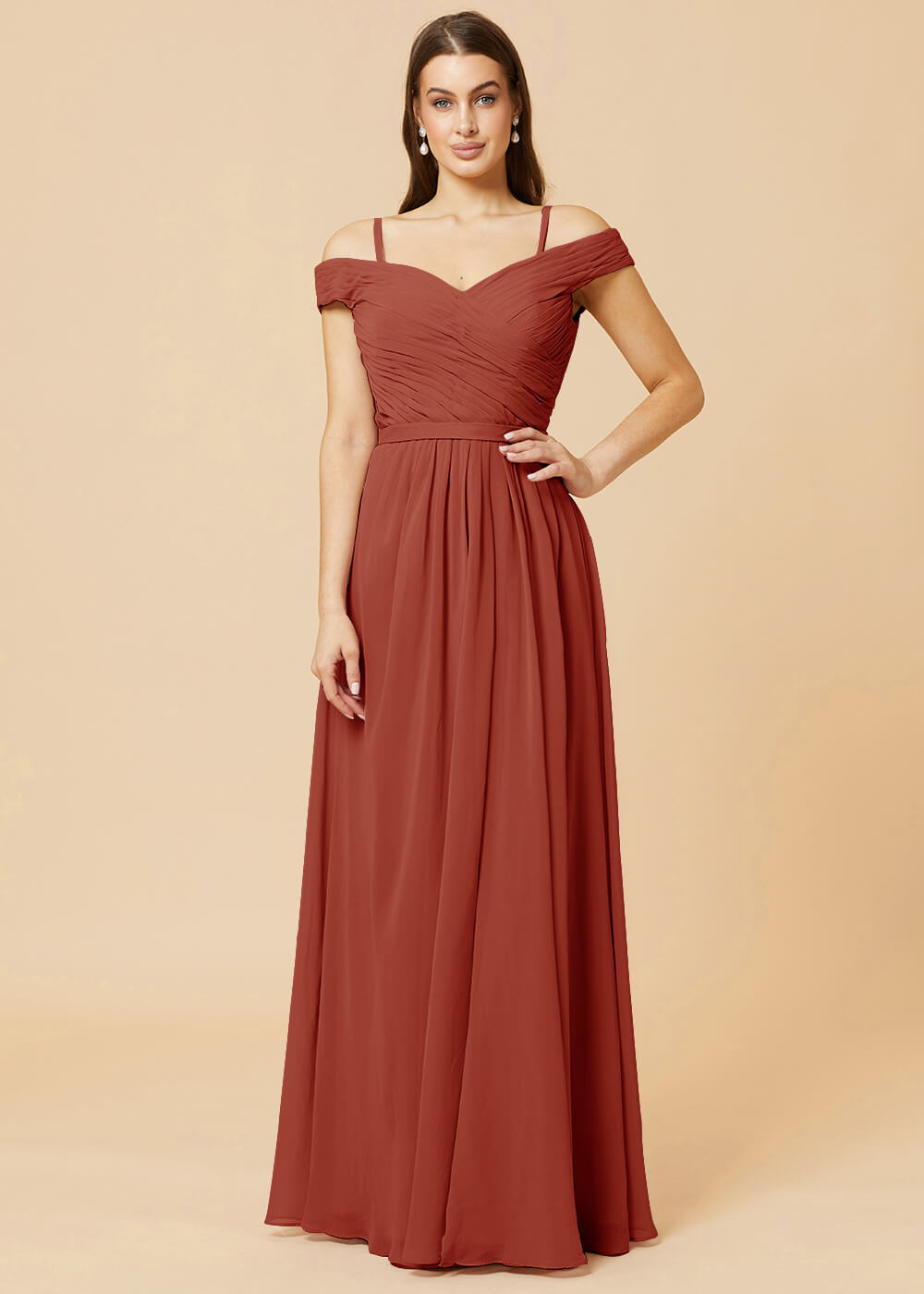 Off the Shoulder A-line Chiffon Bridesmaid Dress