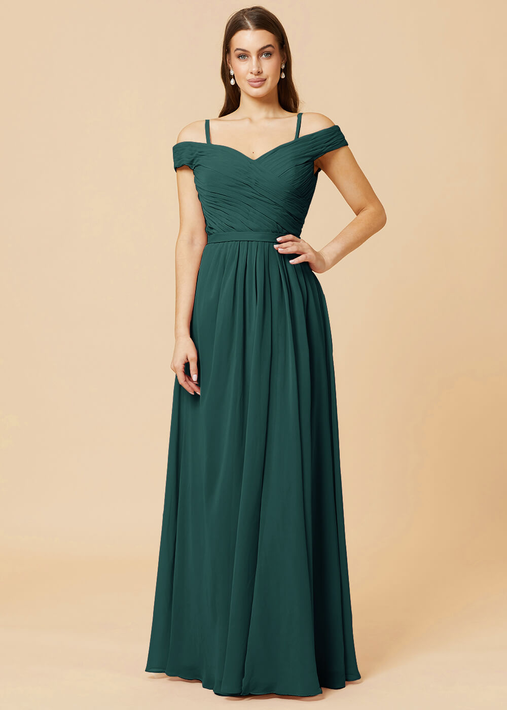 Off the Shoulder A-line Chiffon Bridesmaid Dress