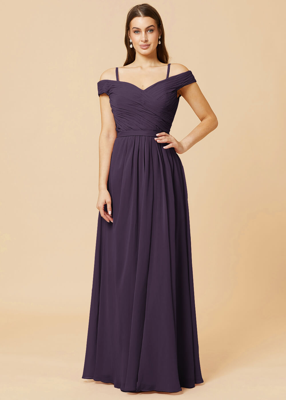 Off the Shoulder A-line Chiffon Bridesmaid Dress