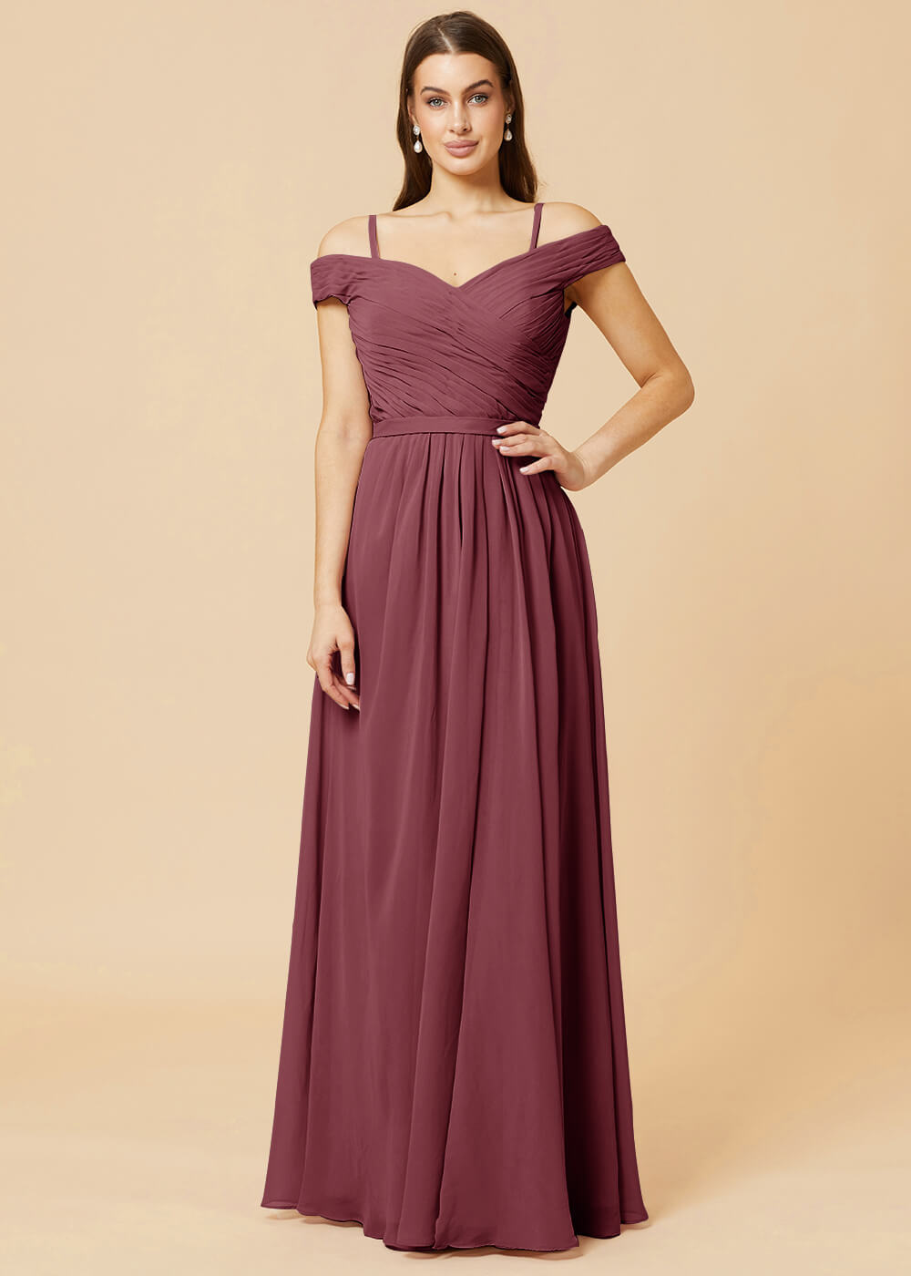 Off the Shoulder A-line Chiffon Bridesmaid Dress