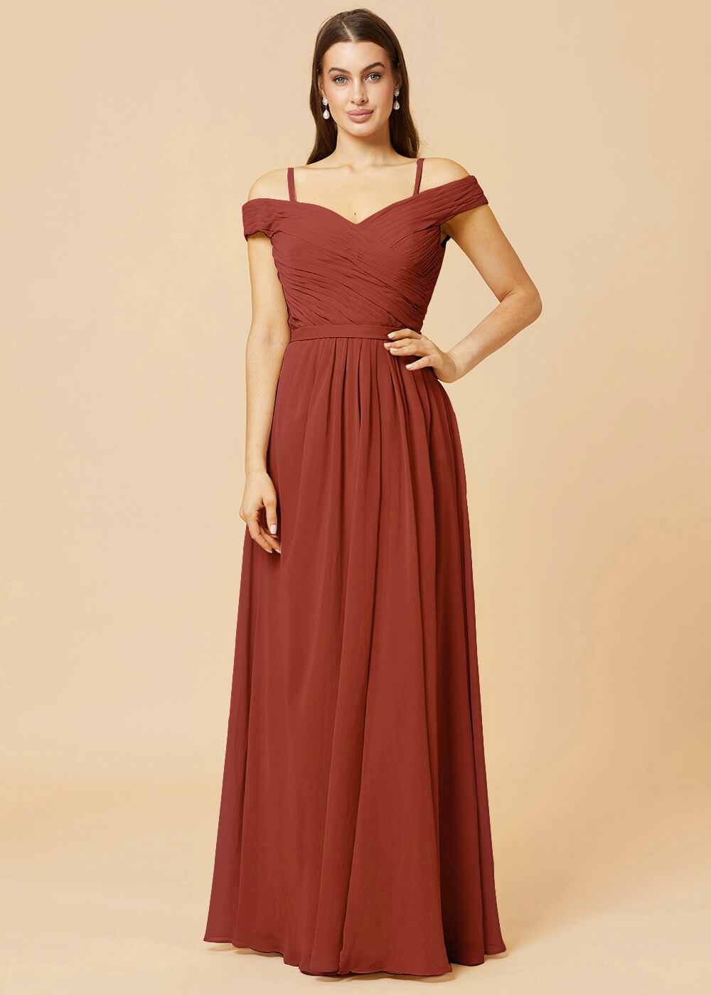 Off the Shoulder A-line Chiffon Bridesmaid Dress