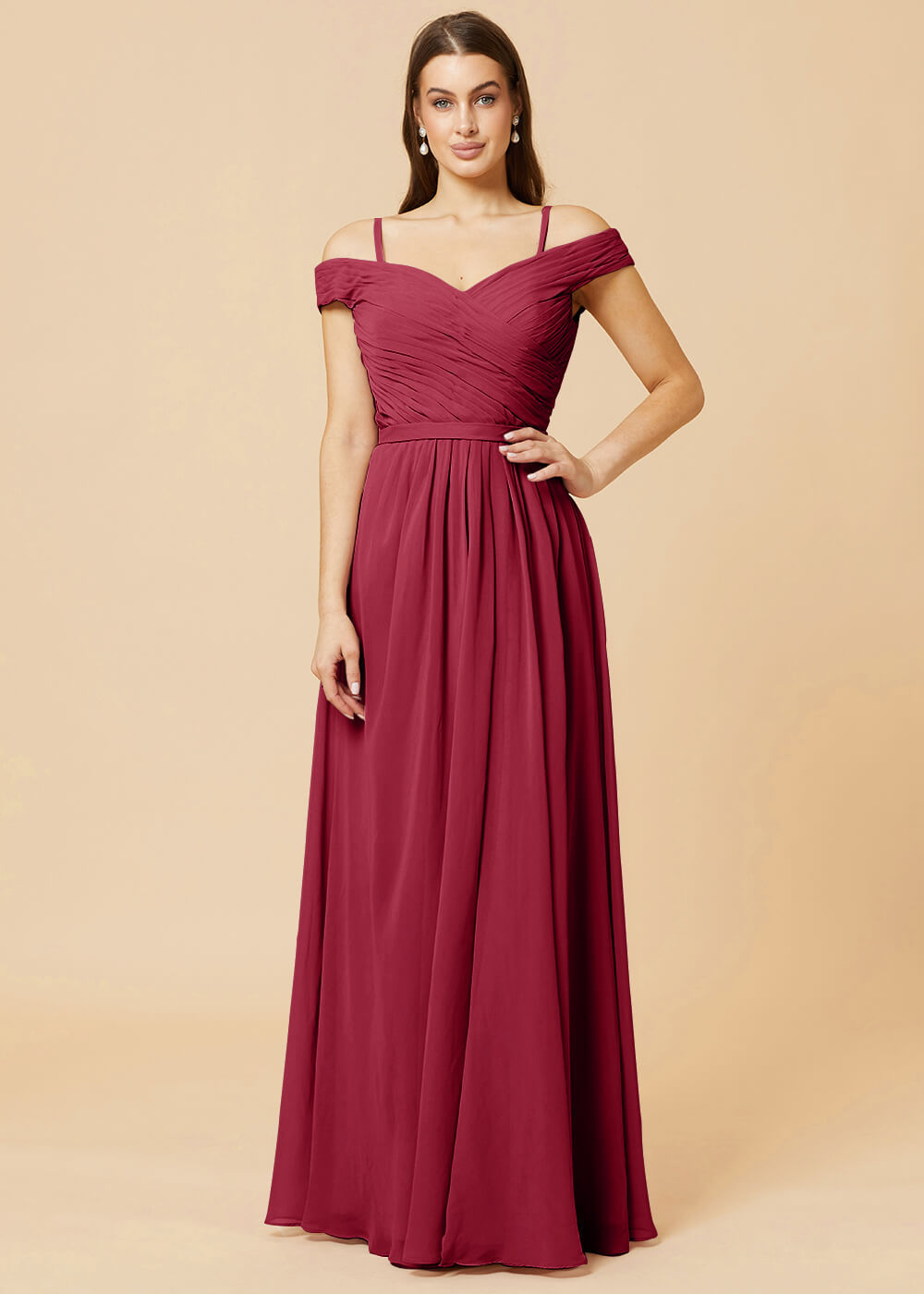 Off the Shoulder A-line Chiffon Bridesmaid Dress