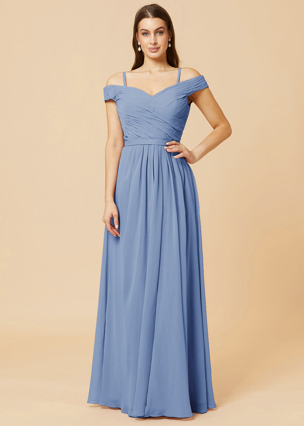 Off the Shoulder A-line Chiffon Bridesmaid Dress