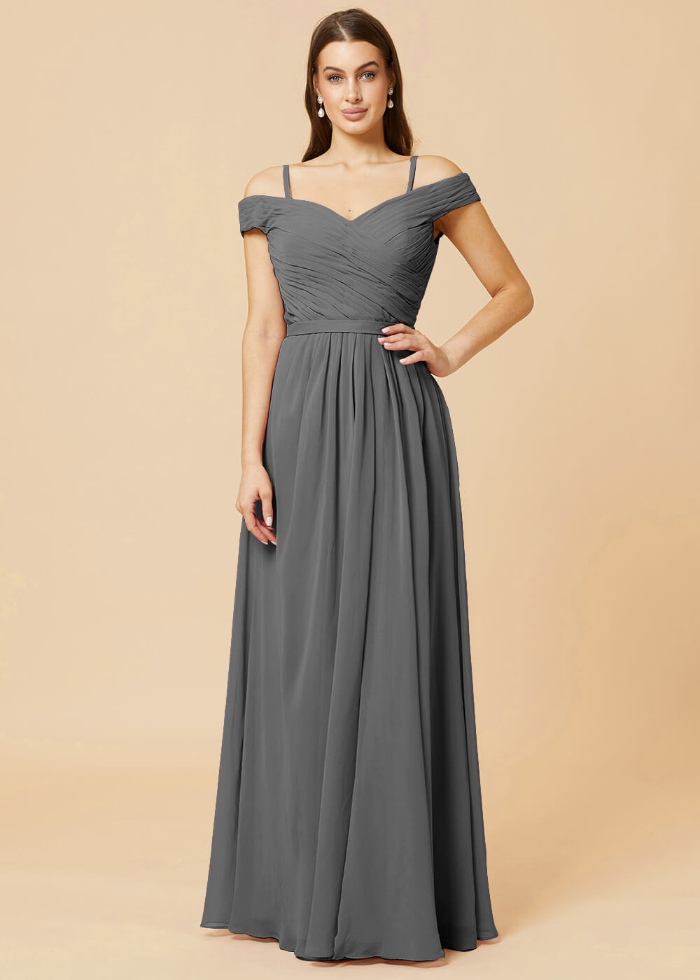 Off the Shoulder A-line Chiffon Bridesmaid Dress