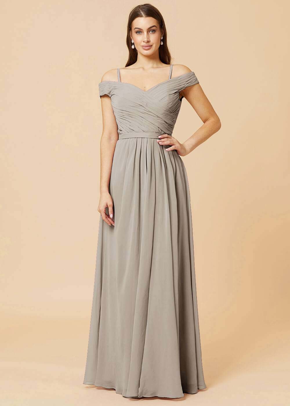 Off the Shoulder A-line Chiffon Bridesmaid Dress