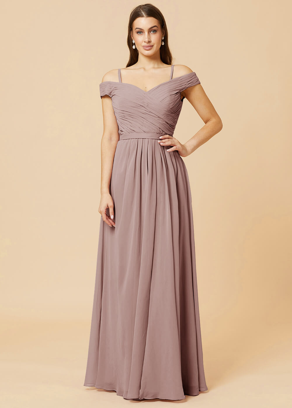 Off the Shoulder A-line Chiffon Bridesmaid Dress