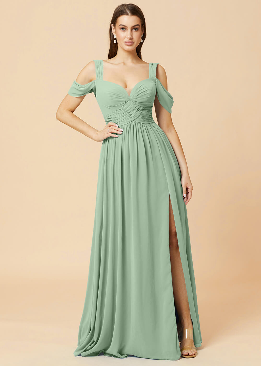 Sweetheart Neck A-line Pleated Chiffon Bridesmaid Dress