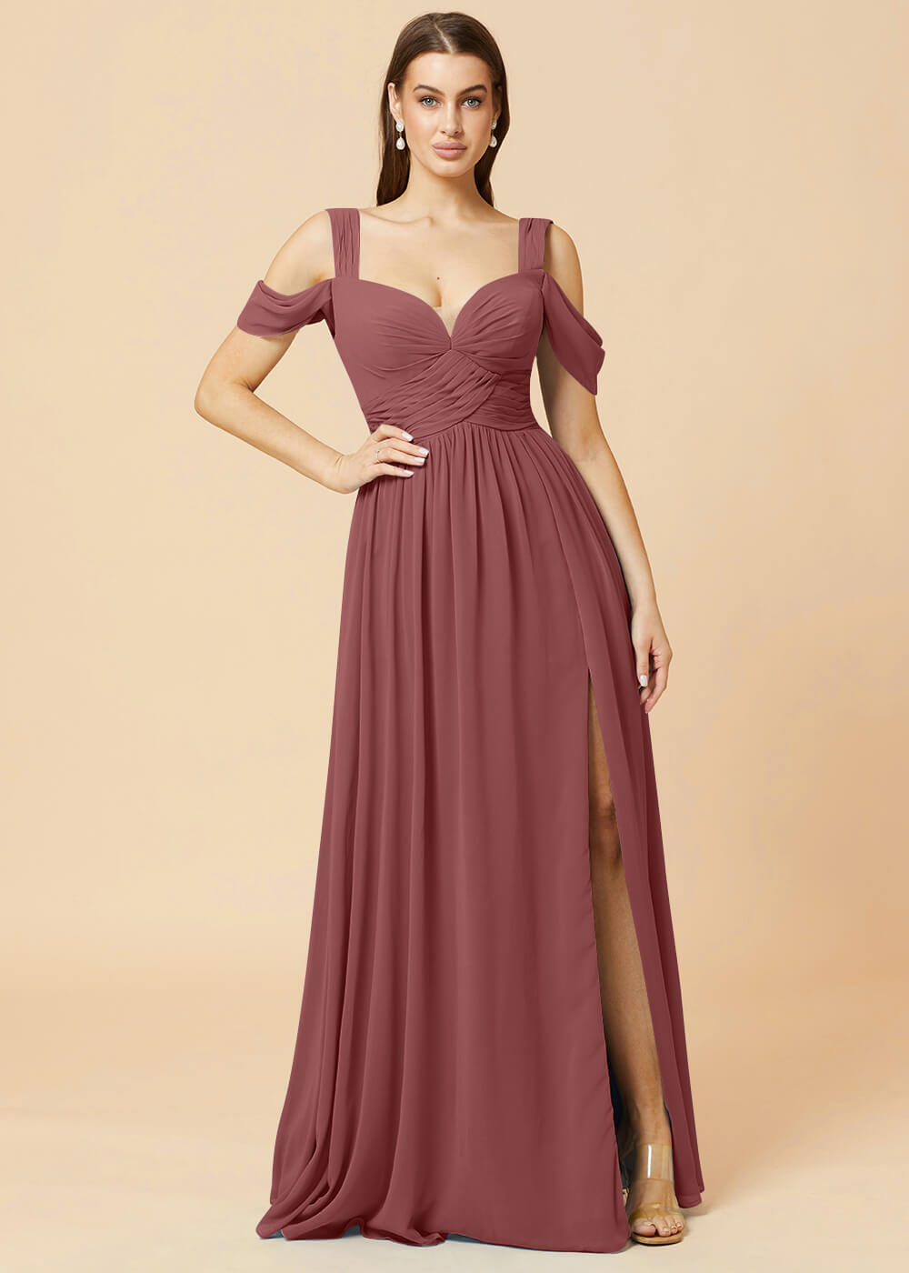 Sweetheart Neck A-line Pleated Chiffon Bridesmaid Dress
