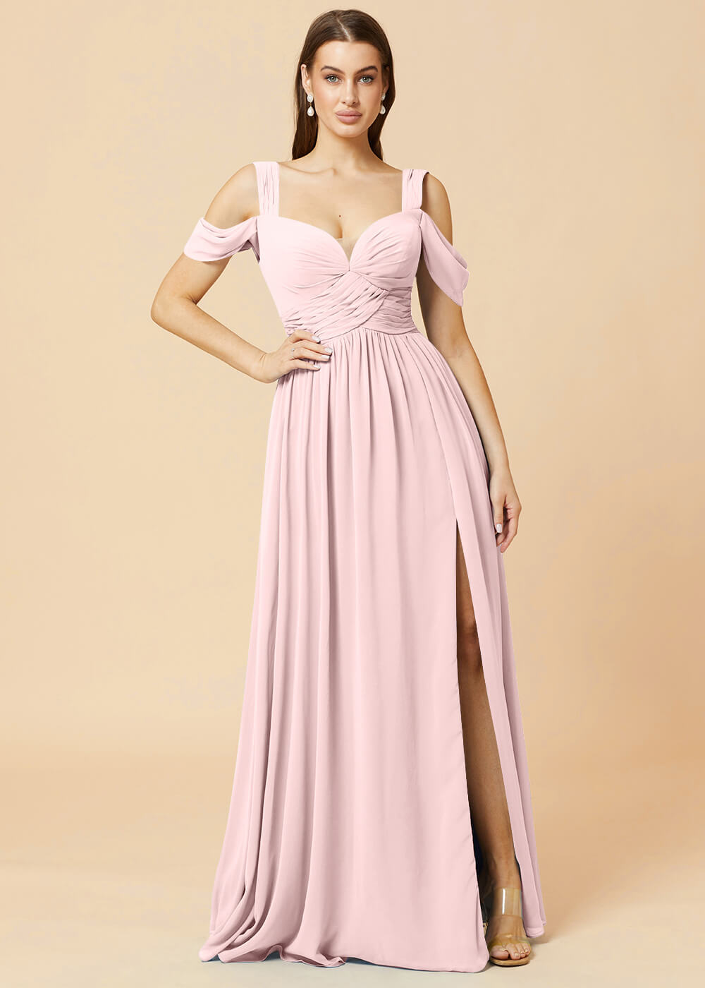 Sweetheart Neck A-line Pleated Chiffon Bridesmaid Dress