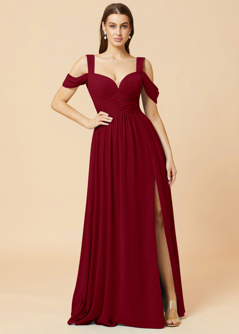 Sweetheart Neck A-line Pleated Chiffon Bridesmaid Dress
