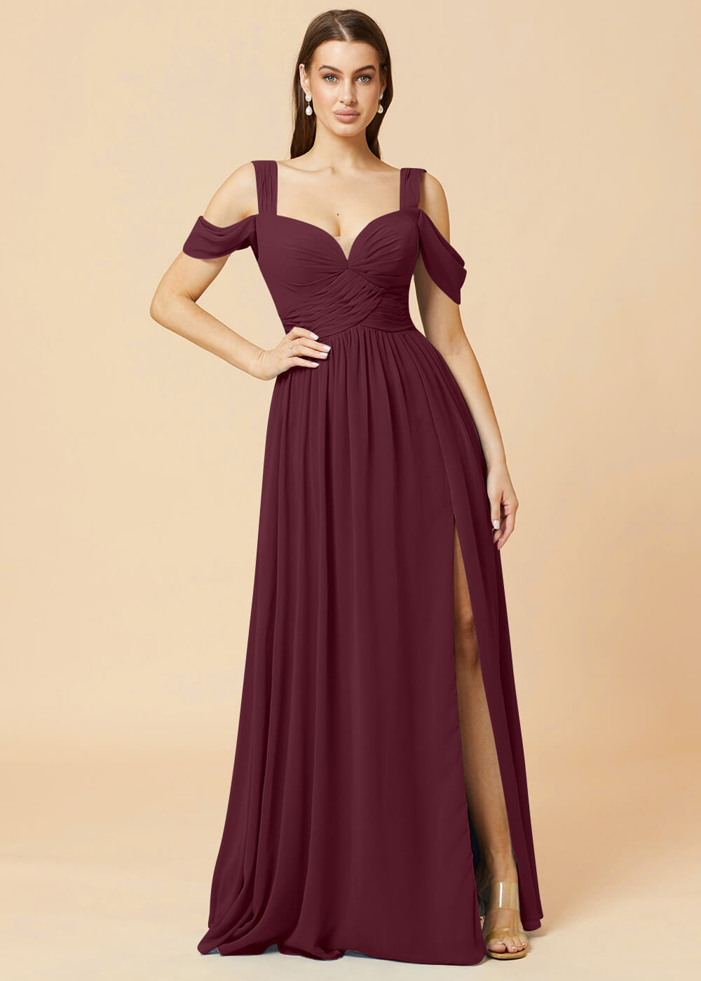 Sweetheart Neck A-line Pleated Chiffon Bridesmaid Dress