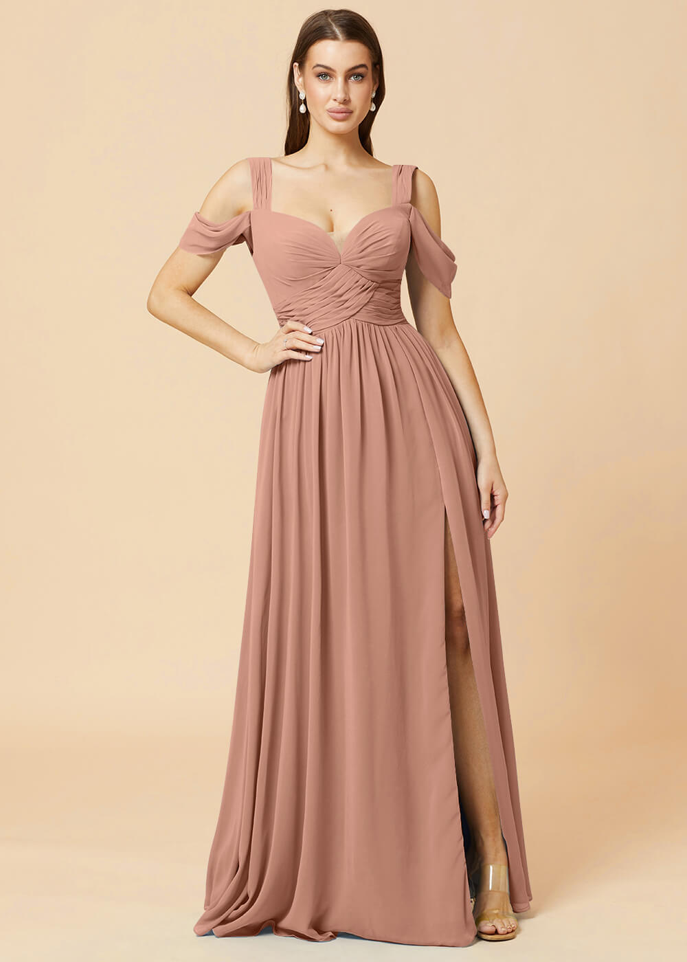 Sweetheart Neck A-line Pleated Chiffon Bridesmaid Dress