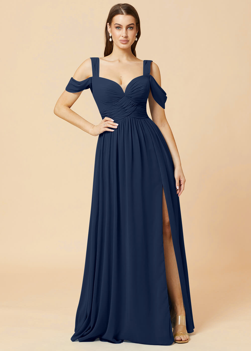Sweetheart Neck A-line Pleated Chiffon Bridesmaid Dress