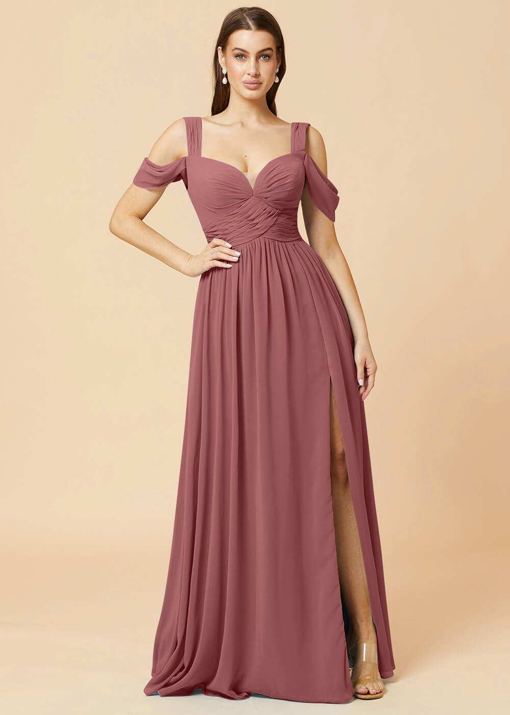 Sweetheart Neck A-line Pleated Chiffon Bridesmaid Dress