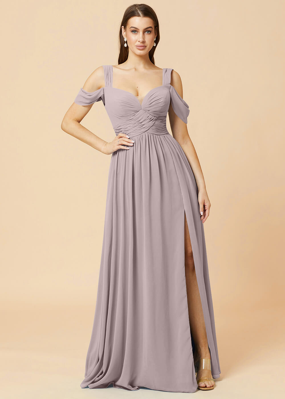 Sweetheart Neck A-line Pleated Chiffon Bridesmaid Dress
