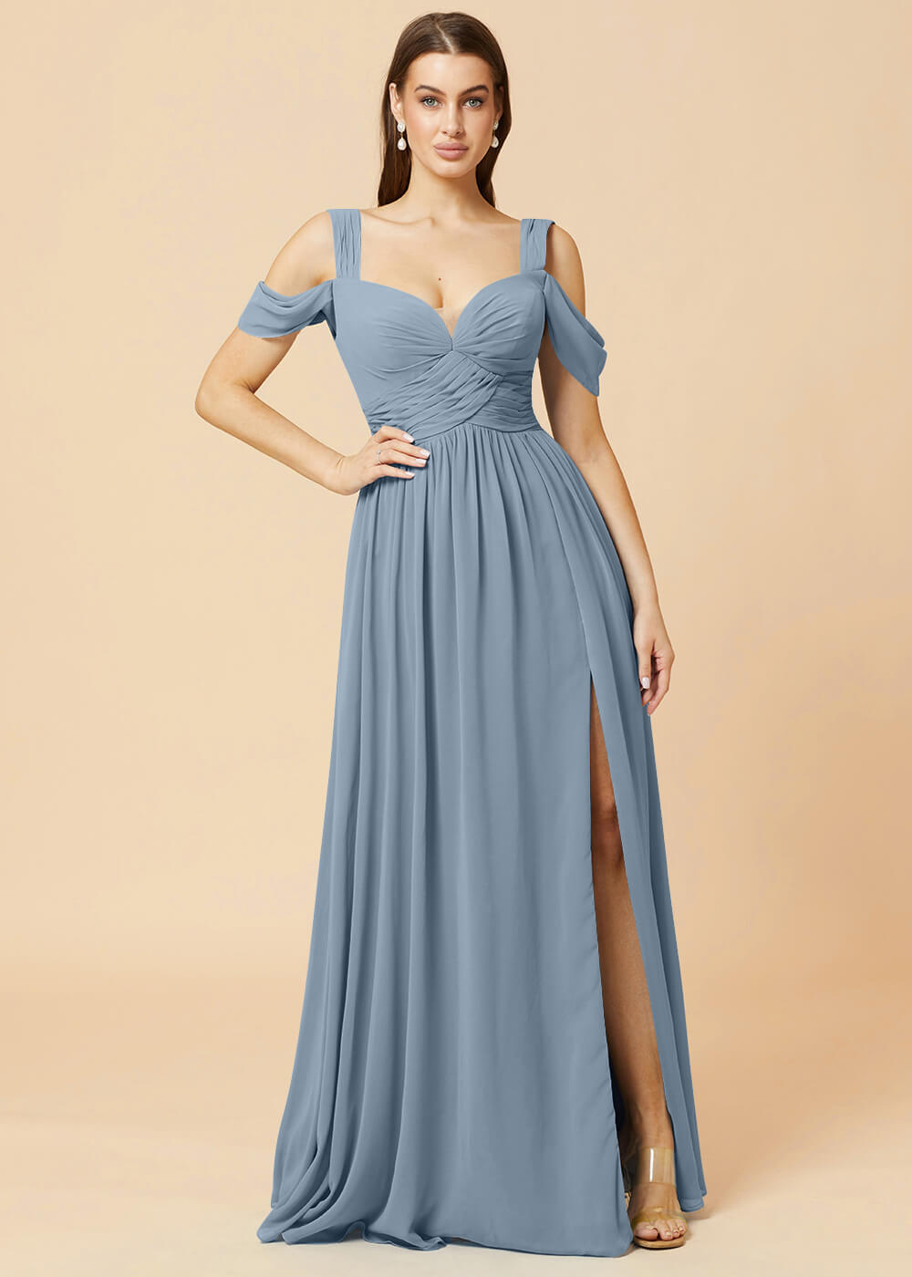 Sweetheart Neck A-line Pleated Chiffon Bridesmaid Dress