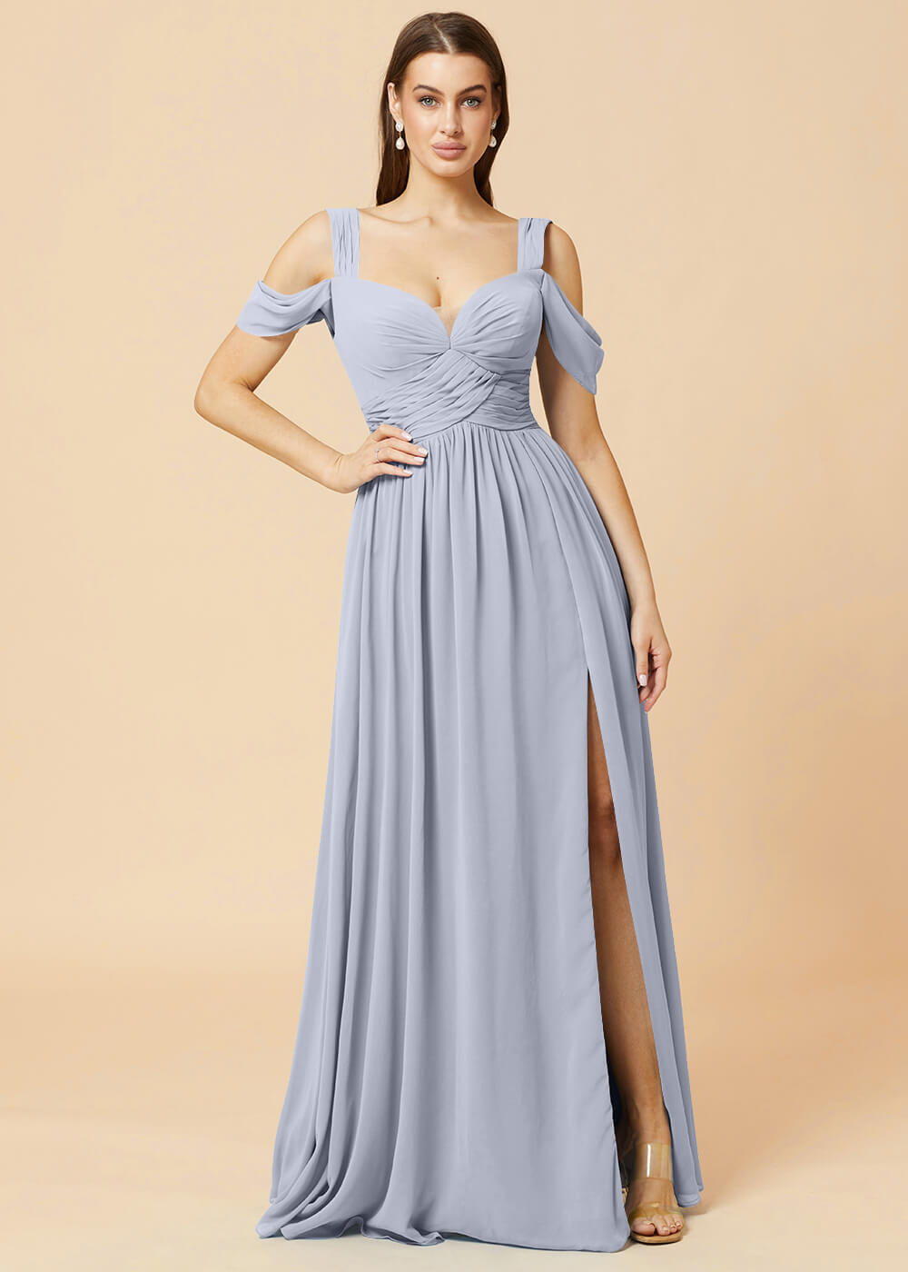 Sweetheart Neck A-line Pleated Chiffon Bridesmaid Dress