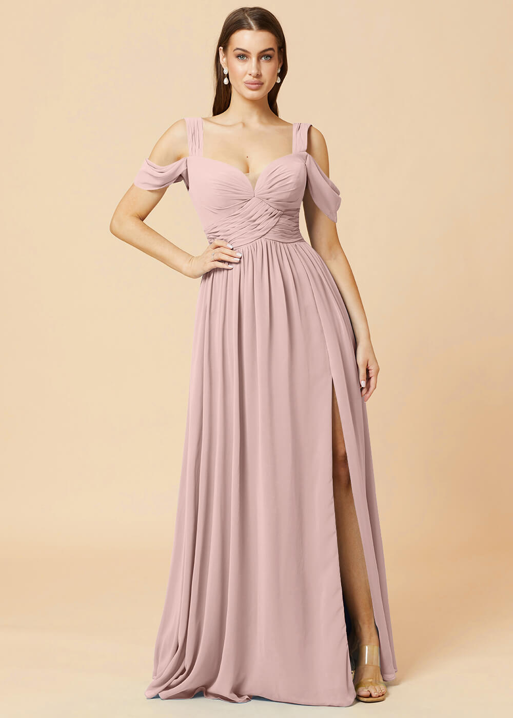 Sweetheart Neck A-line Pleated Chiffon Bridesmaid Dress
