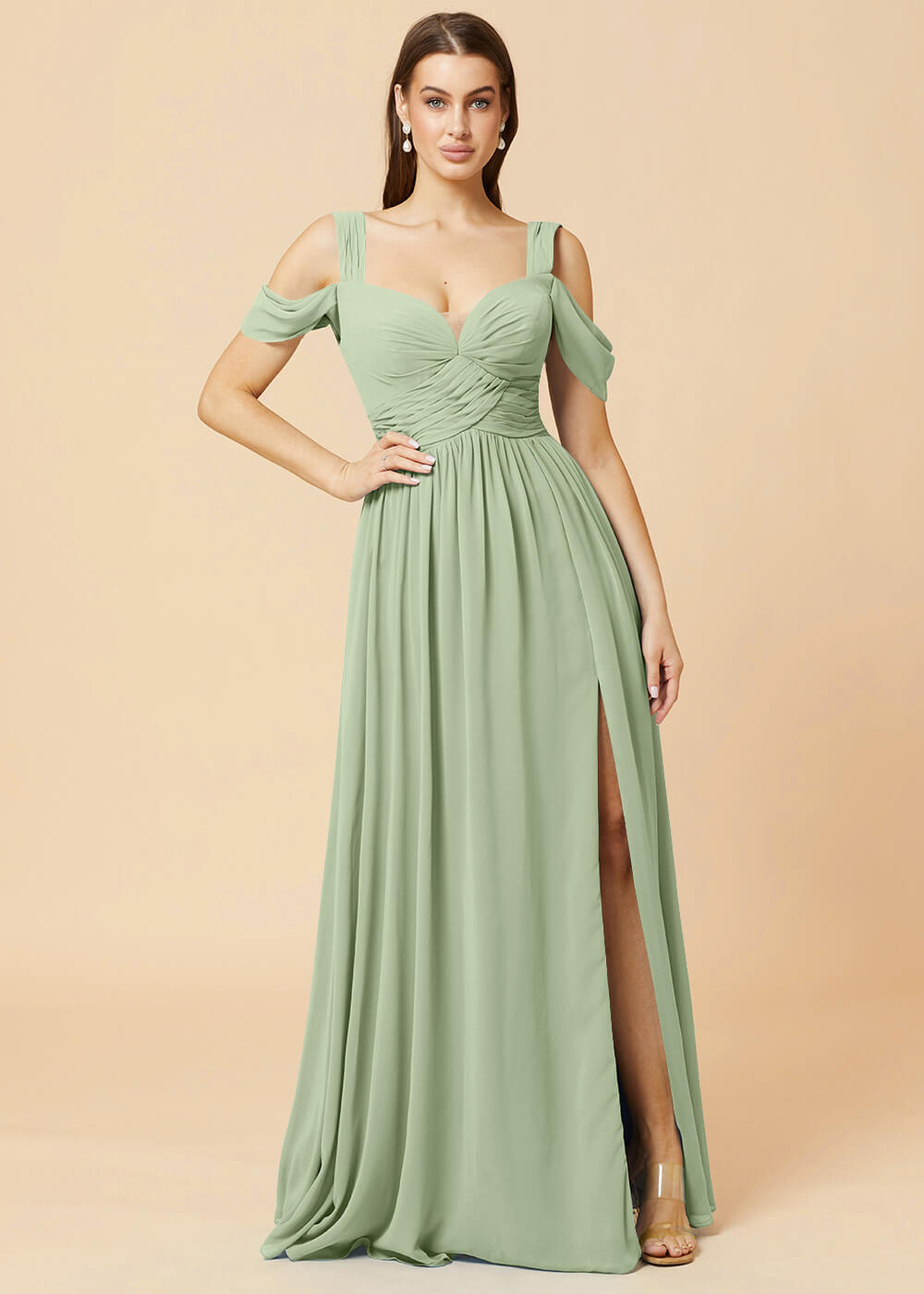 Sweetheart Neck A-line Pleated Chiffon Bridesmaid Dress