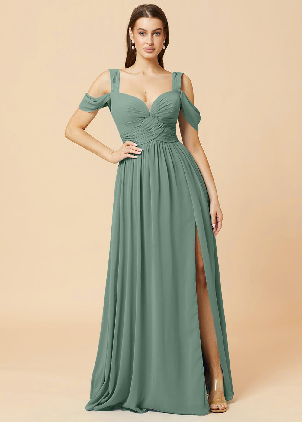 Sweetheart Neck A-line Pleated Chiffon Bridesmaid Dress
