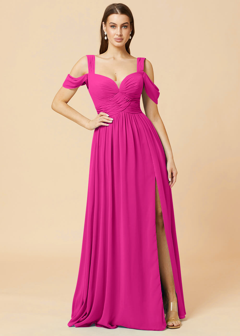 Sweetheart Neck A-line Pleated Chiffon Bridesmaid Dress