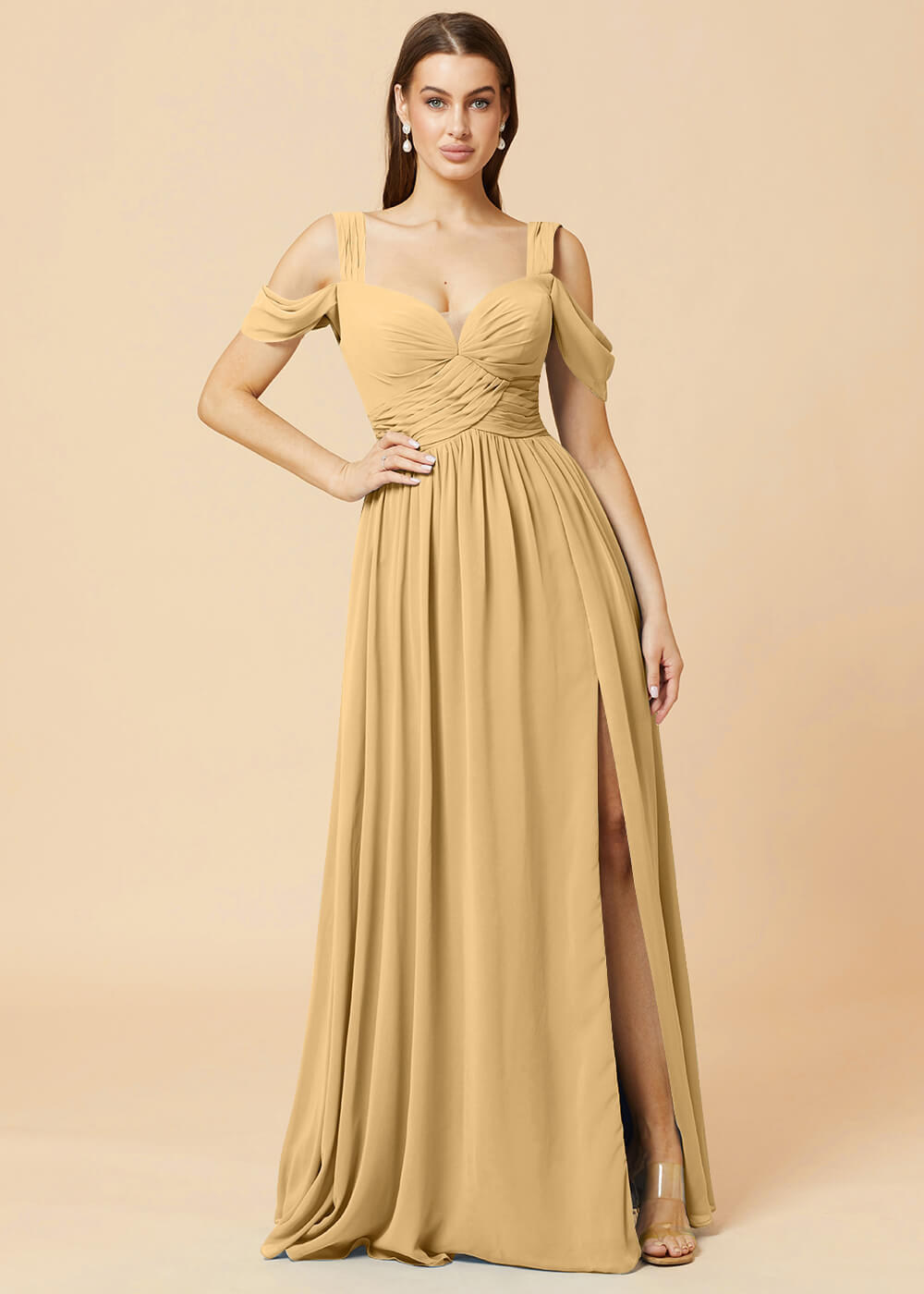 Sweetheart Neck A-line Pleated Chiffon Bridesmaid Dress