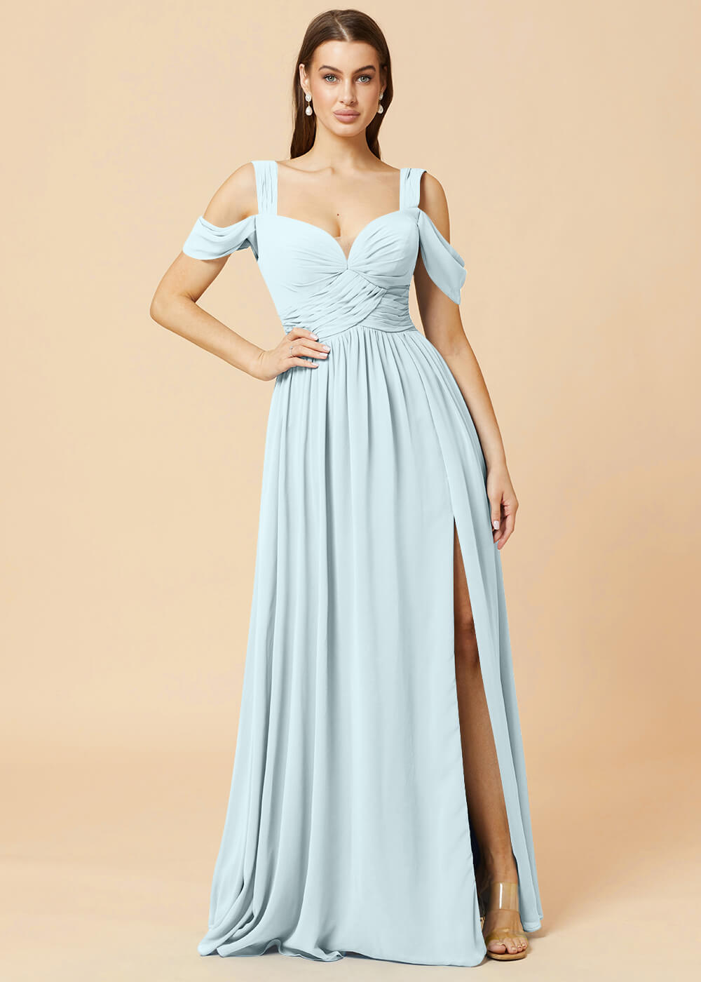 Sweetheart Neck A-line Pleated Chiffon Bridesmaid Dress