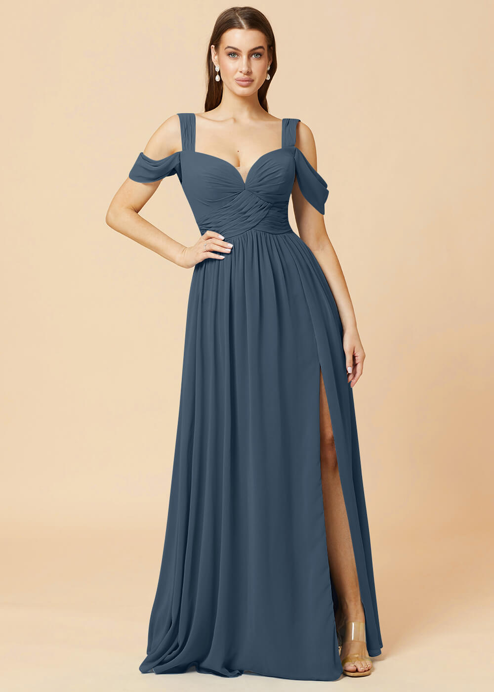 Sweetheart Neck A-line Pleated Chiffon Bridesmaid Dress
