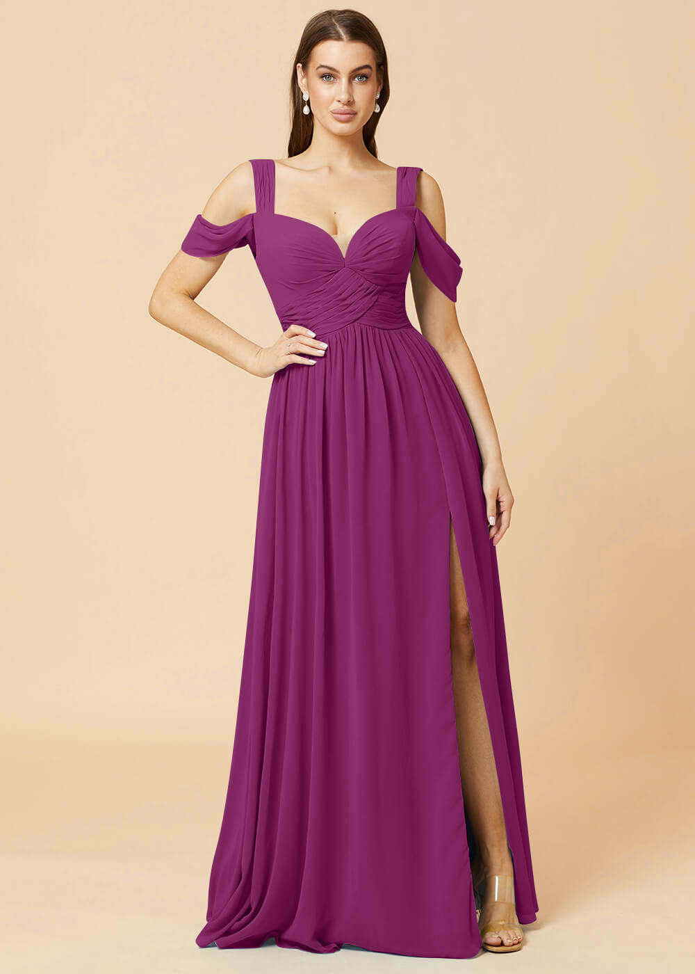 Sweetheart Neck A-line Pleated Chiffon Bridesmaid Dress
