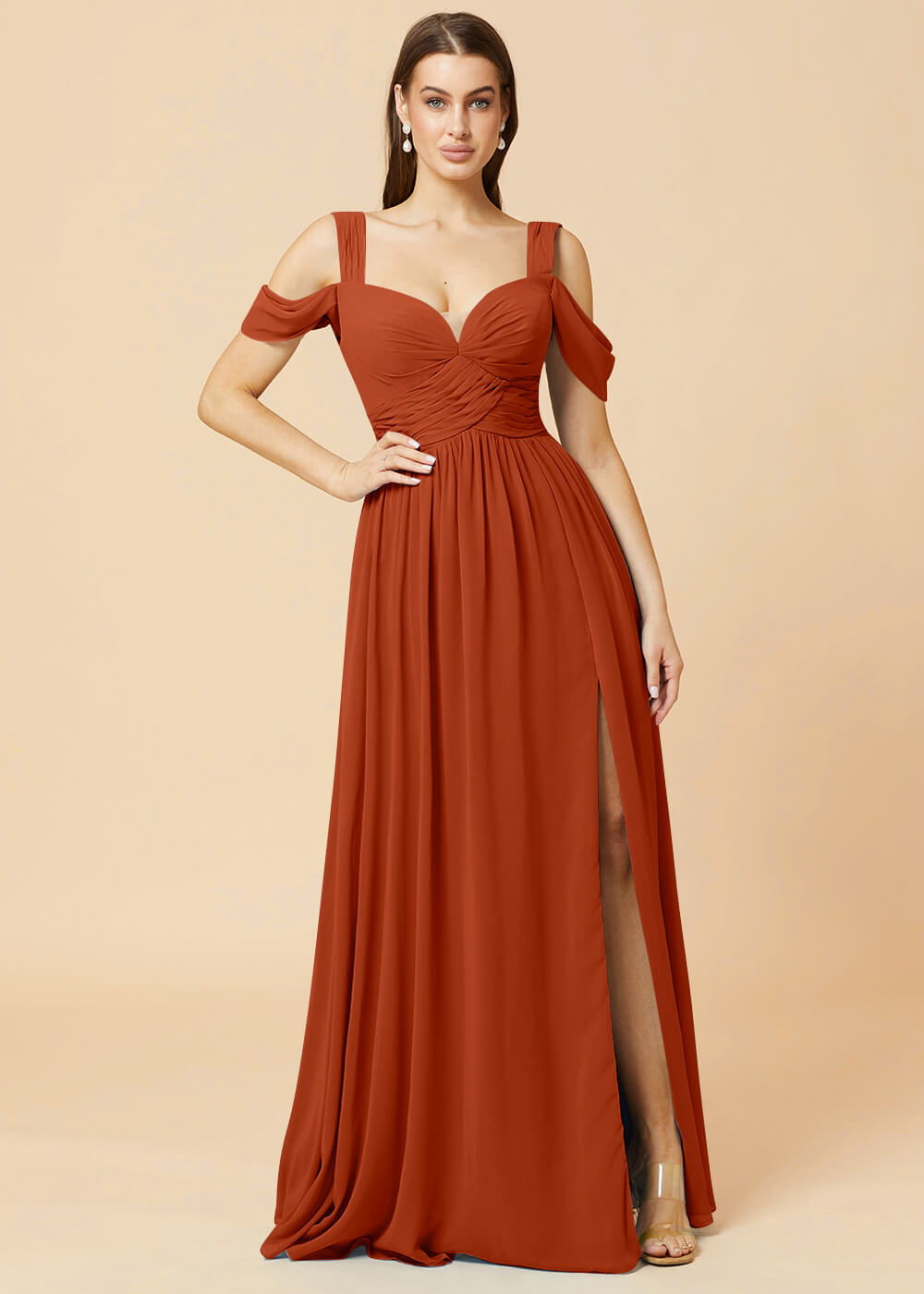 Sweetheart Neck A-line Pleated Chiffon Bridesmaid Dress