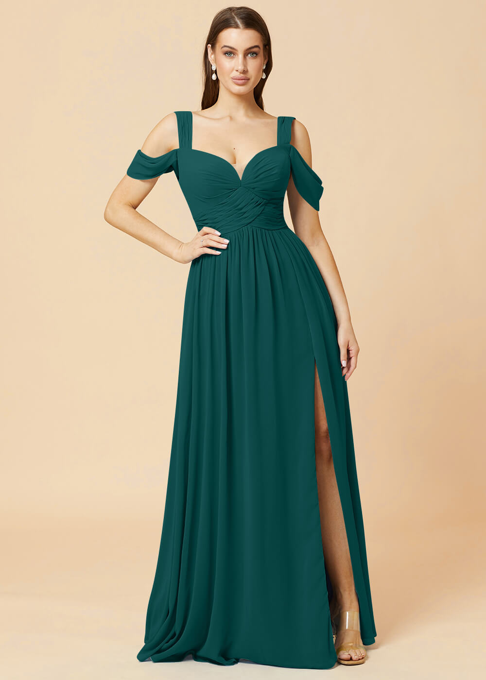 Sweetheart Neck A-line Pleated Chiffon Bridesmaid Dress