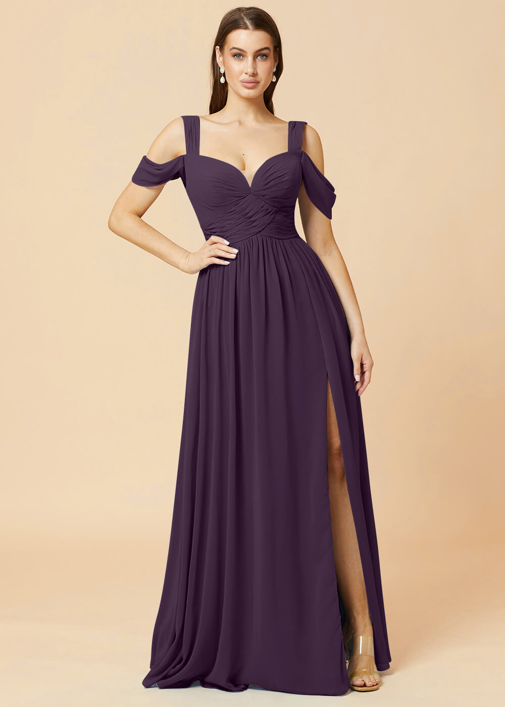 Sweetheart Neck A-line Pleated Chiffon Bridesmaid Dress