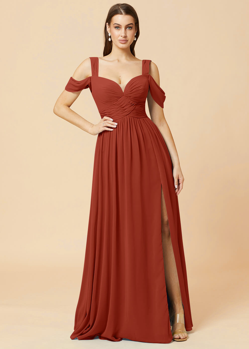 Sweetheart Neck A-line Pleated Chiffon Bridesmaid Dress