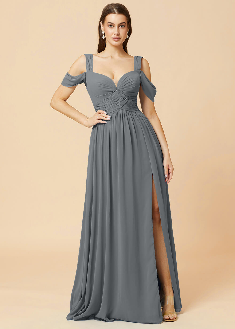Sweetheart Neck A-line Pleated Chiffon Bridesmaid Dress