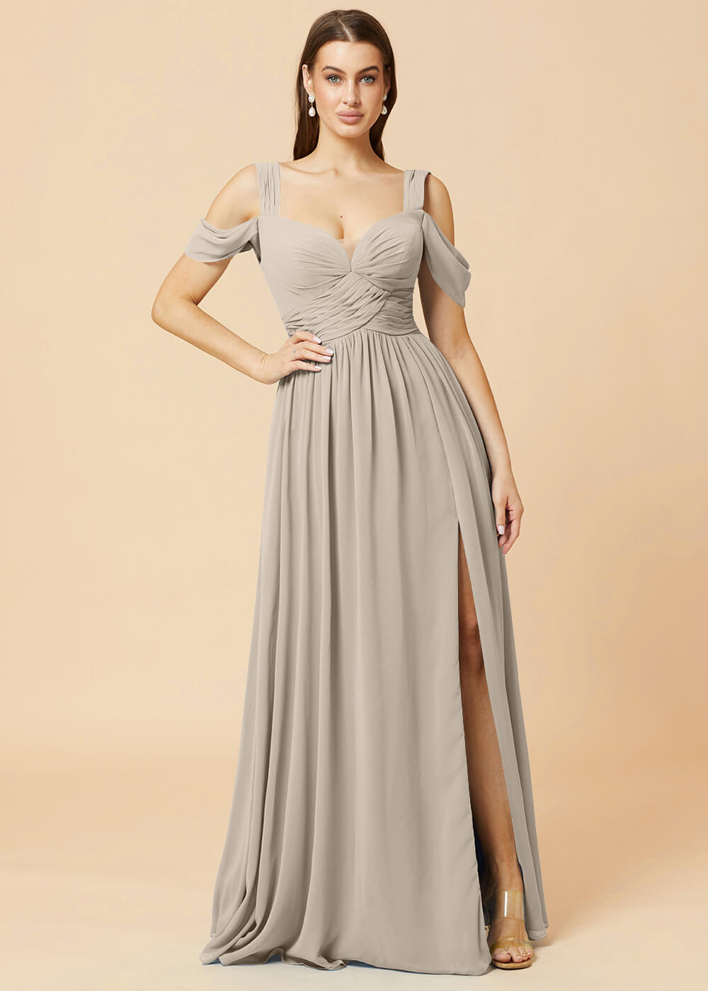 Sweetheart Neck A-line Pleated Chiffon Bridesmaid Dress
