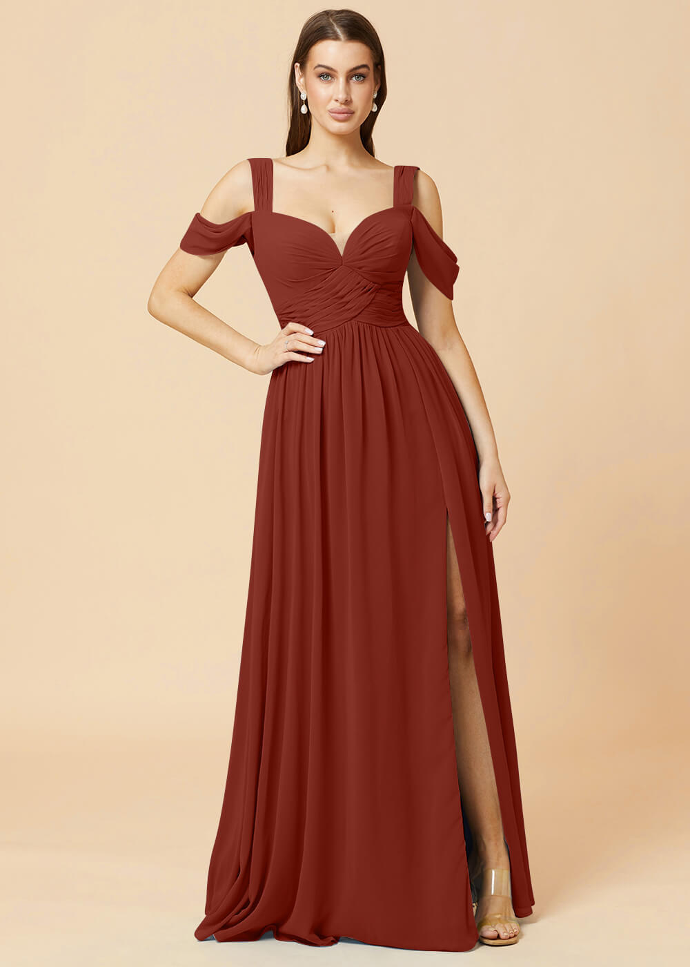Sweetheart Neck A-line Pleated Chiffon Bridesmaid Dress