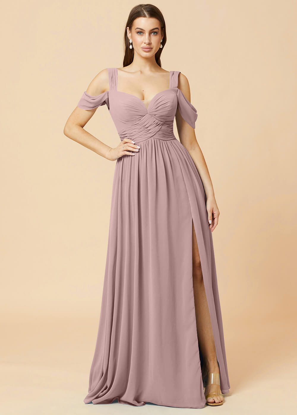 Sweetheart Neck A-line Pleated Chiffon Bridesmaid Dress