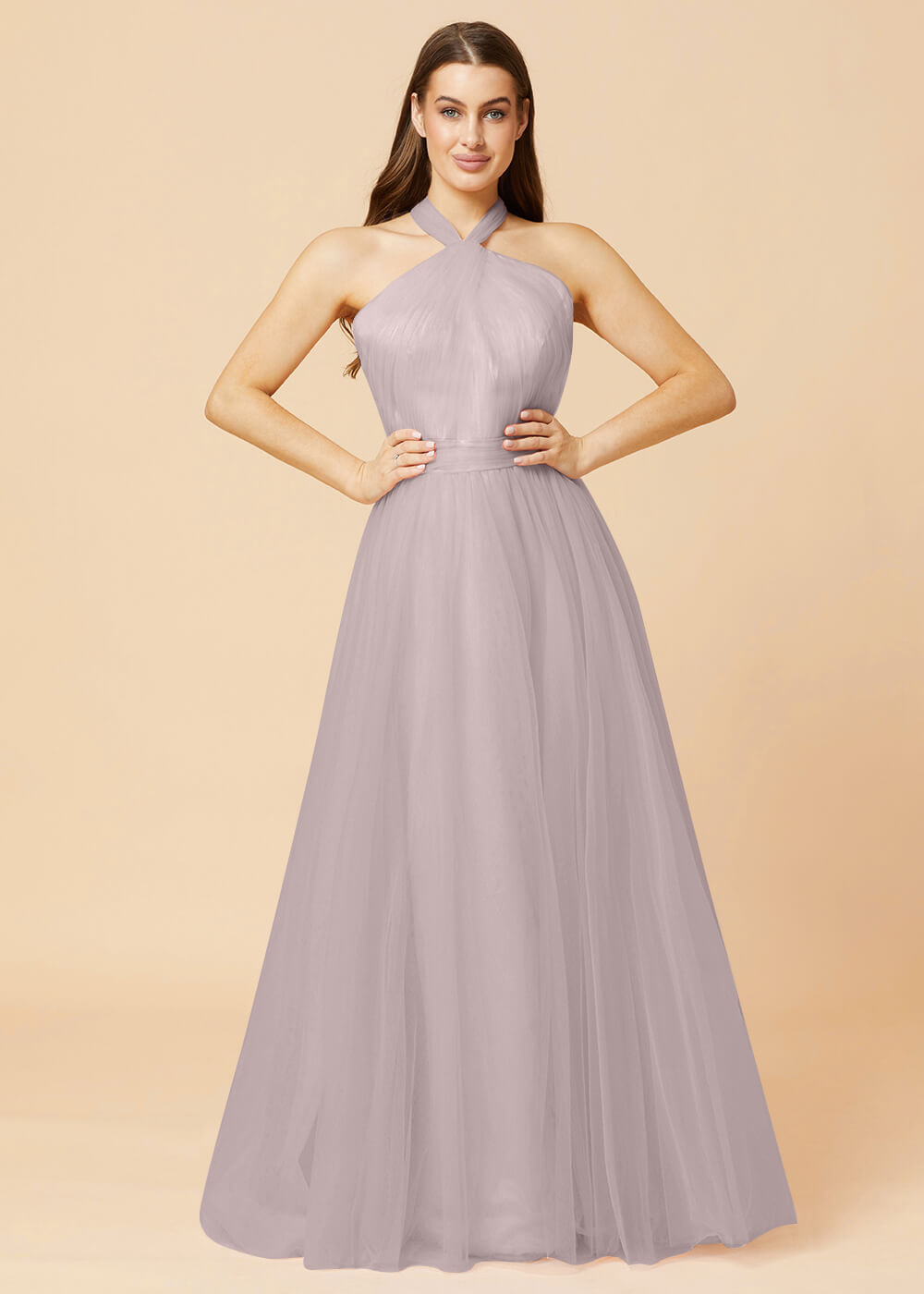 Halter Neck A-line Tulle Bridesmaid Dress