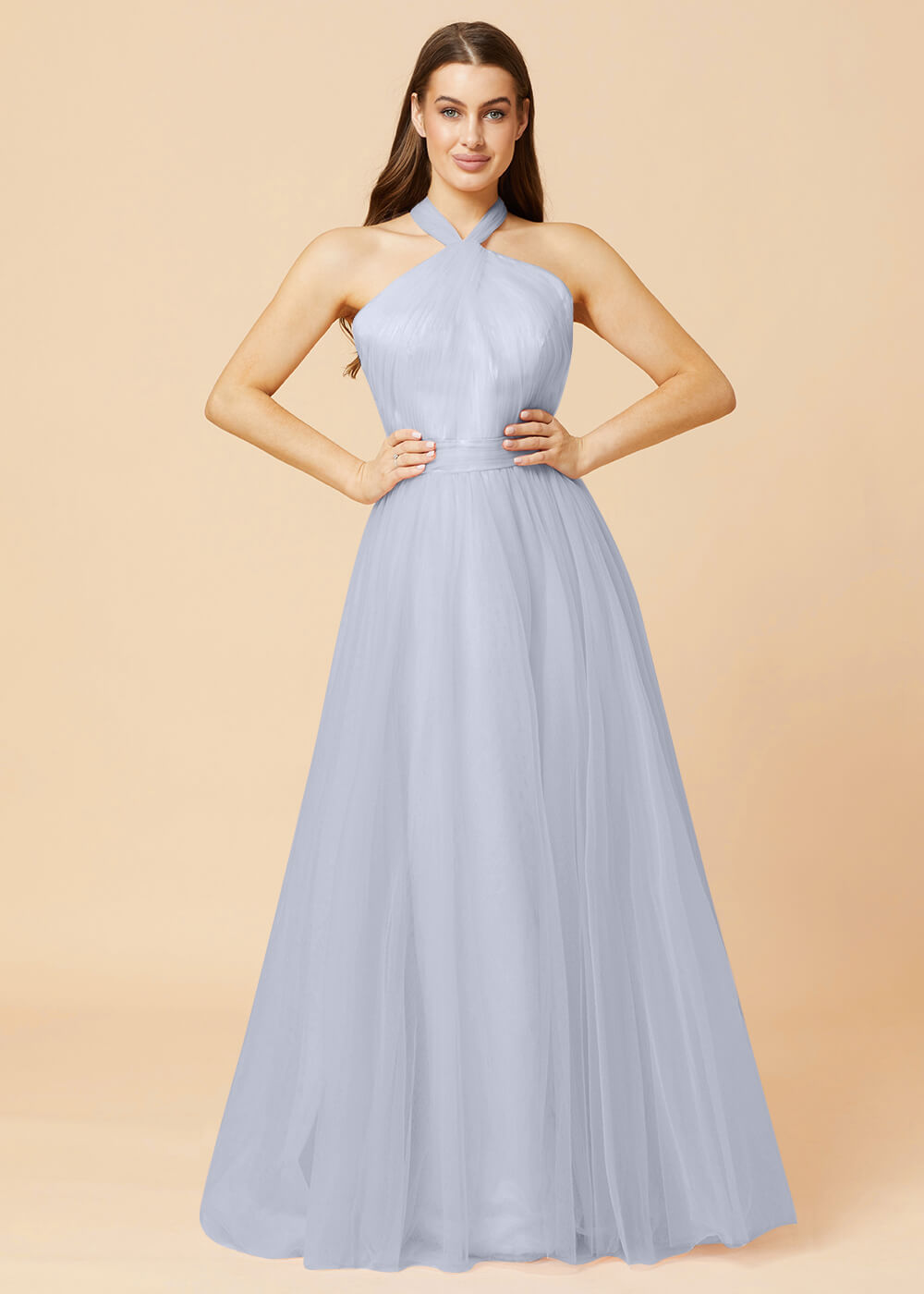 Halter Neck A-line Tulle Bridesmaid Dress