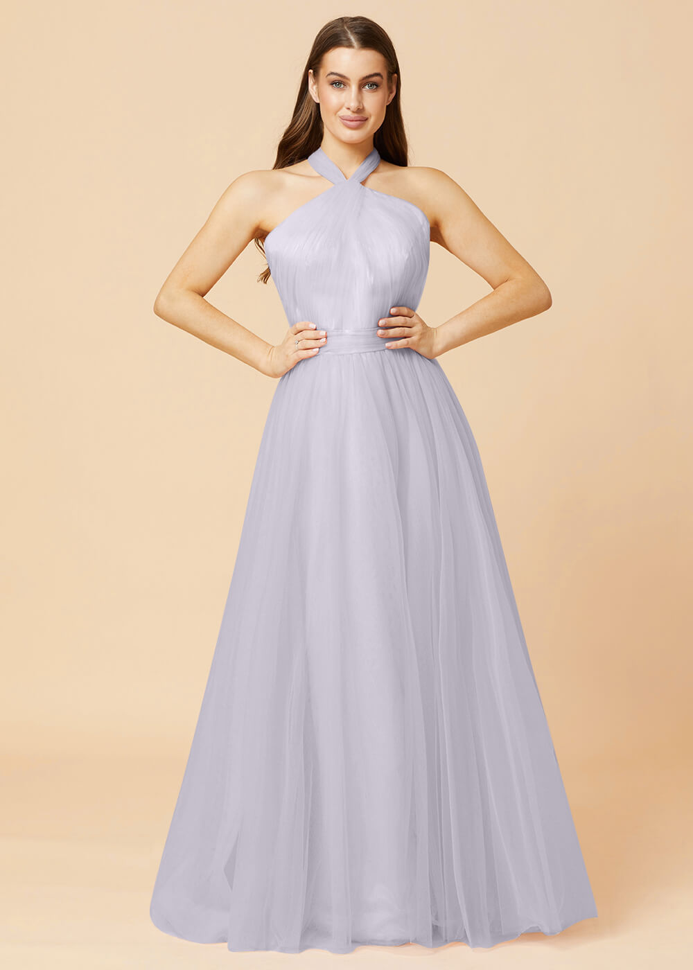 Halter Neck A-line Tulle Bridesmaid Dress